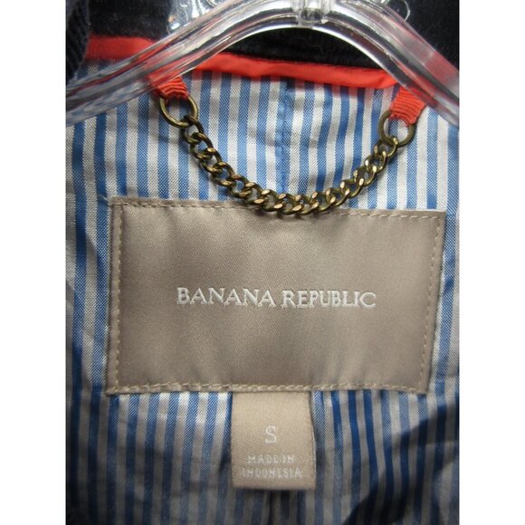 Banana Republic Jacket Small Military Coat Elbow Patches Utility Belt - Picture 11 of 13